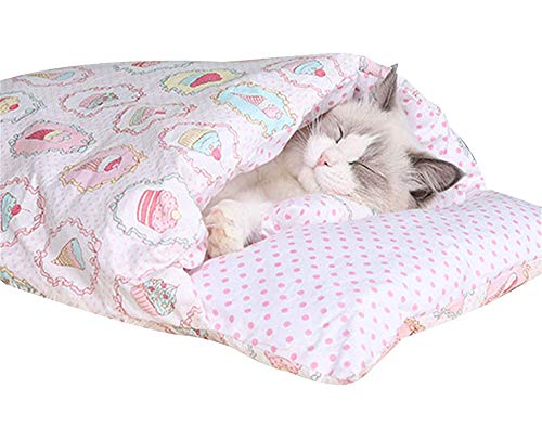AOOPOO Warmer Katzenschlafsack für Katzen und Katzen im Winter (S, Eis rosa) von AOOPOO
