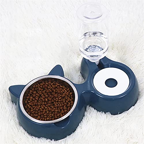 Futternapf für Katzen, 2 in 1, automatische Futter- und Wasserspender für Katzen und Hunde, automatischer Wasserspender für Hunde und Katzen (blau) von AOOPOO