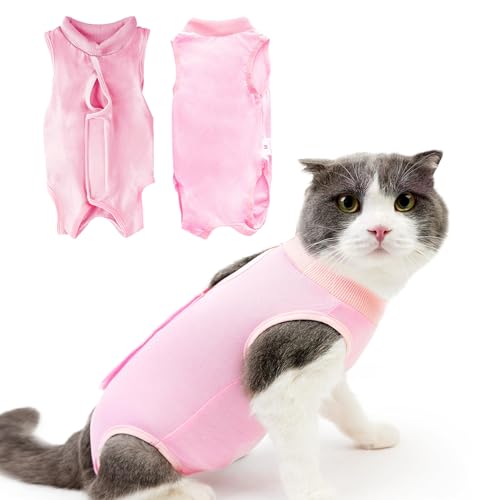 AOOTUERL Katzenbody Nach Op Anti-leckende für Katze Body Operation Haut-Krankheit Recovery Kegel der Schade Alternative für Katzen Hunde Anti-Lecken für Bauchwunden oder Hautkrankheiten (M, rosa) von AOOTUERL