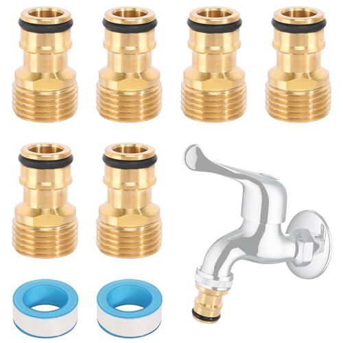AOROPS Wasserhahn Adapter Gartenschlauch, 6 Stück Schlauchanschluss Wasserhahn mit PTFE Dichtband 12M, Universal Tap Connector Außengewinde Hahnverbinder für Garten Küche Waschmaschine AOROPS Wasserhahn Adapter Gartenschlauch, 6 Stück Schlauchanschluss Wasserhahn mit PTFE Dichtband 12M, Universal Tap Connector Außengewinde Hahnverbinder für Garten Küche Waschmaschine von AOROPS