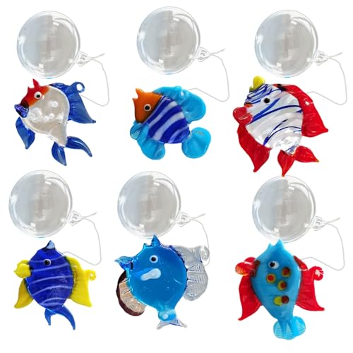 Set Von 6 Künstlerischen Glashängefischen Mit Blasenfenster Charm Aquarium Float Dekoration Für Zuhause Und Büro von AOSAIXIS