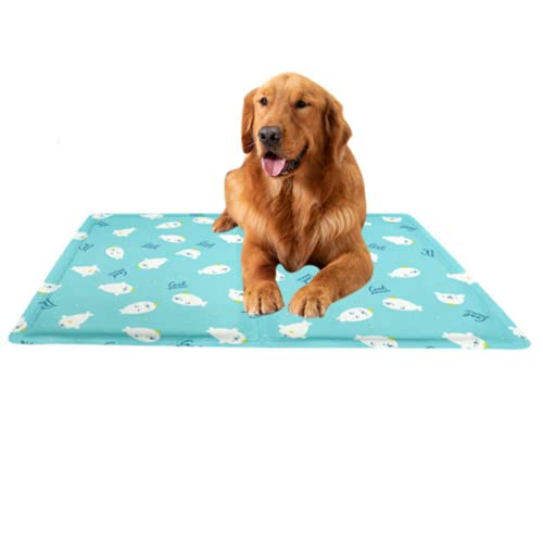 Kühlmatte für Hunde, Pet Cooling Gel Pad, kühldecke hundebett, Selbstkühlende Matten Geeignet für heiße Sommer, Kühlkissen für Hund Geeignet für Zuhause, Auto, Outdoor, Zwinger (50 * 70cm-Grün) von AOSEE