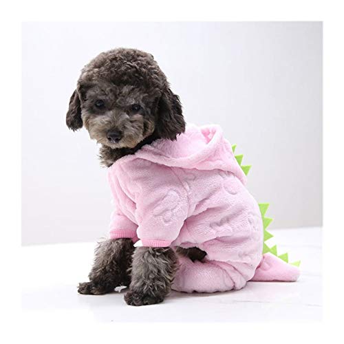 AOSUAI Dicker, lustiger Hundepullover für den Winter, warm, für kleine und mittelgroße Hunde, niedlicher Welpen, XS-XL, bequem (Farbe: PinkDinosaurier, Größe: L) von AOSUAI