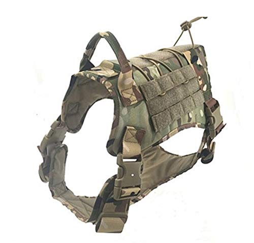 Taktische Weste Tactical Harness mit Griff Arbeiten Service-Hund Weste mit Front-Clip Leine Outdoor (Color : A, Size : L.) von AOSUAI