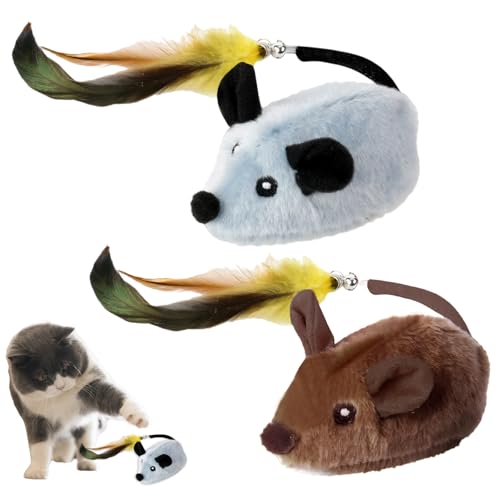 2 PCS Magic Maus Katze,Katzenspielzeug Ferngesteuert mit Federschwanz und Glocke,Katzenspielzeug Maus per USB wiederaufladbar für Katzentraining und gegen Langeweile,für Katzen Katzenliebling 2 PCS Magic Maus Katze,Katzenspielzeug Ferngesteuert mit Federschwanz und Glocke,Katzenspielzeug Maus per USB wiederaufladbar für Katzentraining und gegen Langeweile,für Katzen Katzenliebling von AOUZOVLI