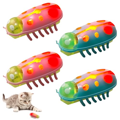 AOUZOVLI 2 Stück Marienkäfer Spielzeug,Elektrisches Katzenspielzeug,Kann Licht Ausstrahlen Interaktives Spielzeug Käfer,Hexbug,Geeignet für Das Katzentraining (Blau-Grün und Rosa-Grün) von AOUZOVLI