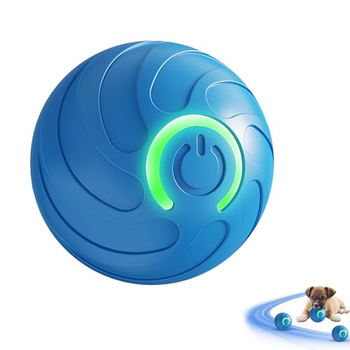 Interaktiver Spielball Für Hunde Elektrisches Katzenspielzeug Interaktives Hundespielzeug Interaktiven mit LED-Lichtern für Welpen Klein und Mittel und Katzen Wiederaufladbar Über USB (Blau) von AOUZOVLI