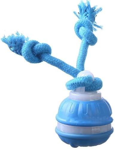 AOUZOVLI Interaktives Hundespielzeug, Interaktiver Spielball für Hunde, Hundespielzeug Ball mit 2 Kauschnüren, Über USB Wiederaufladbar, Geeignet für Welpen, Kleine und Mittelgroße Hunde (Blau) von AOUZOVLI