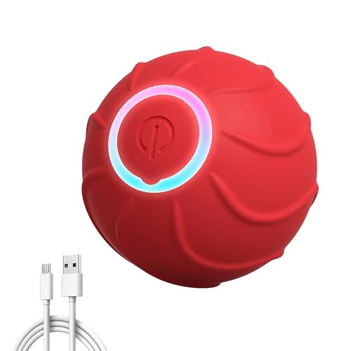 Magic Ball Hund, Interaktiver Spielball für Hunde, Magic Ball für Hunde, Smart Hundeball Elektrisch, 2 Interaktiven Modi, Wiederaufladbar Über USB, für Welpen, Klein und Mittel (Rot) von AOUZOVLI