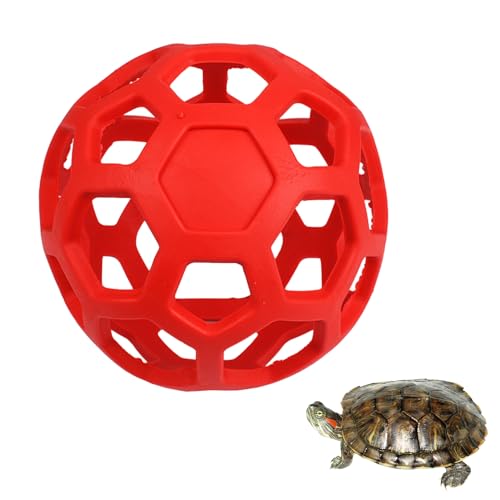 AOVNA Schildkröten-Leckerli-Ball-Futterstation – Hohlkugel-Futterspender für Obst und Gemüse, für Schildkröte, Pferd, Kaninchen (rot) von AOVNA