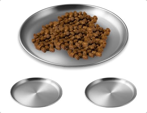 AOYEGIC 2 Stück Katzennapf,Edelstahl Flach Futternapf Katze,Fallsicher Leicht zu Reinigen,verwendet für Kleine Hunde Zuhause Tierhandlung Tierklinik(Silber) von AOYEGIC
