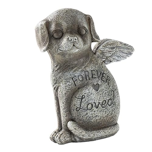 AOYUDJ Pet Memorial Pet Dog Grabstein Harz Skulptur für Innen und Außen Gedenkfigur mit Flügel von AOYUDJ