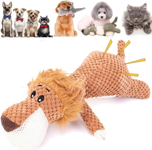 APANSHJY Hundespielzeug 2024, neu entwickelt for schwere Kauer, robuster Plüsch, unzerstörbares Hundespielzeug, unbesiegbar, robuste Tierpuppe, Trainings- und Spielspielzeug for Hunde (Color : Lion) von APANSHJY