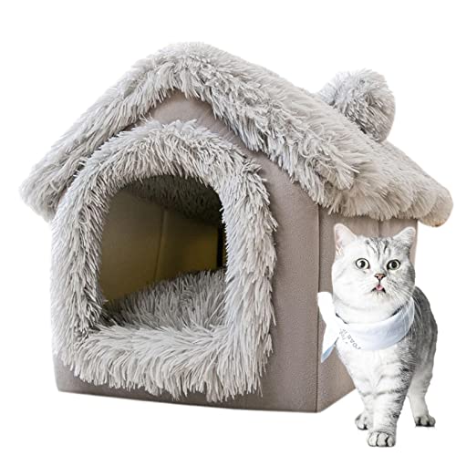 Hundehütte, Katzenhöhlenbett, warme und gemütliche Plüschkatze, tragbares Katzenhüttenbett for den Innenbereich mit abnehmbarem Kissen, waschbare Haustierbetthöhle, abnehmbares und faltbares, rutschfe Hundehütte, Katzenhöhlenbett, warme und gemütliche Plüschkatze, tragbares Katzenhüttenbett for den Innenbereich mit abnehmbarem Kissen, waschbare Haustierbetthöhle, abnehmbares und faltbares, rutschfe von APANSHJY