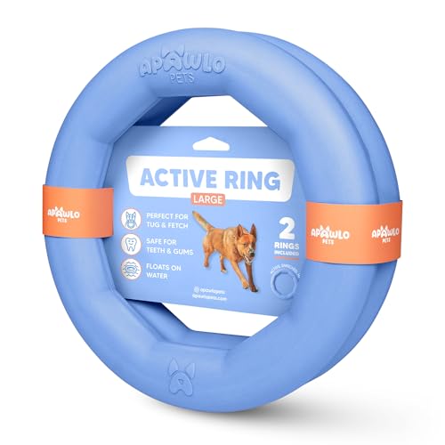 APAWLO Pets Active Ring Hundespielzeug zum Apportieren, Zerren & Training (langlebig, schwimmt) – 2er-Set (blau, groß) von APAWLO Pets