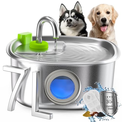 APD APETDOLA Edelstahl Hunde-Wasserbrunnen 7L Automat. Trinkbrunnen, Leiser Katzen- & Haustierbrunnen mit 2 Filtern für Großhunde/Mehrhaustiere - FS20 APD APETDOLA Edelstahl Hunde-Wasserbrunnen 7L Automat. Trinkbrunnen, Leiser Katzen- & Haustierbrunnen mit 2 Filtern für Großhunde/Mehrhaustiere - FS20 von APD APETDOLA