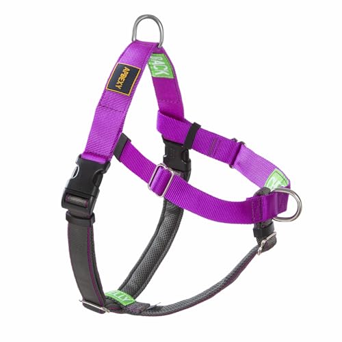 APDEXY Easy Walker Anti-Zieh-Hundegeschirr für mittelgroße Hunde, Freedom Walk, Anti-Zug mit Zwei Edelstahl-D-Ringen, bequeme, eingenähte Anleitungs-Tags für einfache Handhabung (Lila, M) von APDEXY