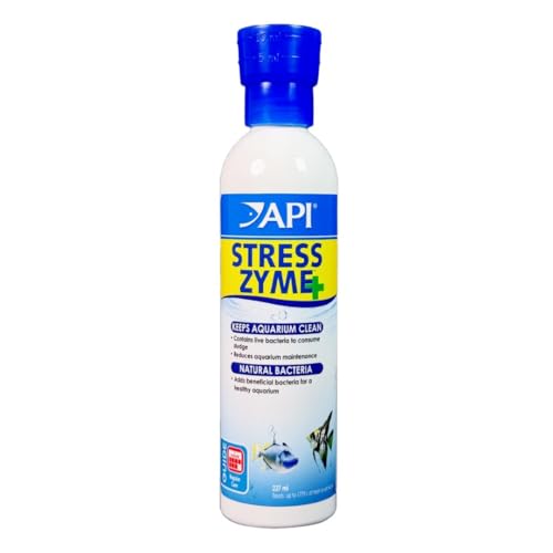 API Stress Zyme Süß- und Salzwasser-Aquarium-Reinigungslösung, Flasche, Blau und Violett, 237-ml-Flasche API Stress Zyme Süß- und Salzwasser-Aquarium-Reinigungslösung, Flasche, Blau und Violett, 237-ml-Flasche von API