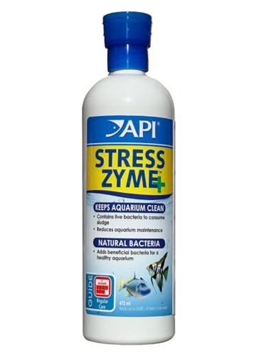 API Stress Zyme Süß- und Salzwasser-Aquarium-Reinigungslösung, Flasche, Blau und Violett, 473-ml-Flasche API Stress Zyme Süß- und Salzwasser-Aquarium-Reinigungslösung, Flasche, Blau und Violett, 473-ml-Flasche von API