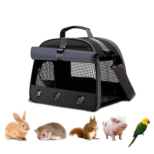APKOL Kleine Haustier Tragetasche, Meerschweinchen Tragetasche Transportbox, Kaninchen Tragetasche, Kleintier Haustier Tragetasche für Hamster Igel Meerschweinchen und kleine Haustiere,Schwarz von APKOL