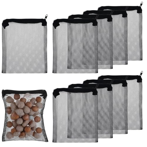 APLZGMG Aquarium-Filter-Medientaschen, feines Netzgewebe mit Kunststoff-Reißverschluss für Aktivkohle, Bio-Filterbälle, Keramikringe (19,8 x 15,7 cm), 10 Stück von APLZGMG