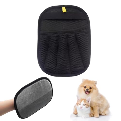 APODESS Fellmagnet Handschuh,2025 Neu Pet Hair Remover Glove Katzenpflegehandschuhe Wiederverwendbare Antistatische Handschuhe Doppelseitige für Reinigung Kleidung,Sofa (Schwarz 02) von APODESS