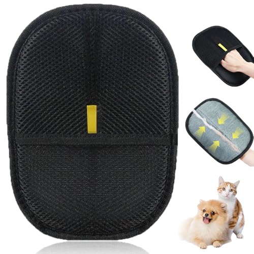 APODESS Fellmagnet Handschuh,2025 Neu Pet Hair Remover Gloves Fellmagnet Handschuhe Doppelseitig Wiederverwendbare Tierhaarentferner Handschuhe für Kleidung,Sofa,Teppich (01Schwarz,1Pcs) von APODESS