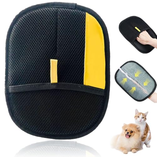 APODESS Fellmagnet Handschuh,2025 Neu Pet Hair Remover Gloves Fellmagnet Handschuhe Doppelseitig Wiederverwendbare Tierhaarentferner Handschuhe für Kleidung,Sofa,Teppich (02Schwarz,1Pcs) von APODESS