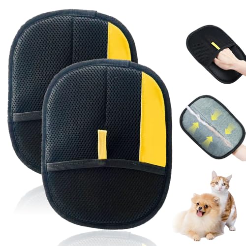 APODESS Fellmagnet Handschuh,2025 Neu Pet Hair Remover Gloves Fellmagnet Handschuhe Doppelseitig Wiederverwendbare Tierhaarentferner Handschuhe für Kleidung,Sofa,Teppich (02Schwarz,2Pcs) von APODESS