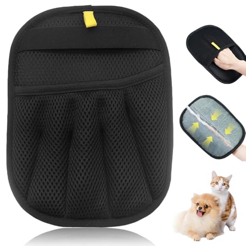 APODESS Fellmagnet Handschuh,2025 Neu Pet Hair Remover Gloves Fellmagnet Handschuhe Doppelseitig Wiederverwendbare Tierhaarentferner Handschuhe für Kleidung,Sofa,Teppich (03Schwarz,1Pcs) von APODESS