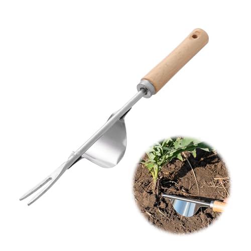 APODESS Gartenarbeit Hand Unkrautstecher,Garten-Unkrautziehwerkzeug Unkrautstecher Edelstahl Gartenwerkzeug Unkraut Entferner Gerät mit Stiel für den Garten Jäten, Lösen (Edelstahl 02) von APODESS