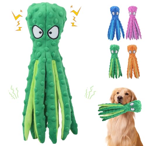 APODESS Hundespielzeug Quietschen,2025 Neu Oktopus Plüschspielzeug Interaktives Hundespielzeug Quietschende Spielzeug für Kleiner und mittlerer Hund (Grün) von APODESS