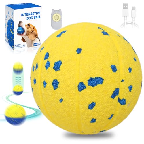 APODESS Interaktiver Hundeball, 2025 Neu Springender Aktivierungsball für Hunde Elektrisch Dog Ball Interaktives Hundespielzeug Ball mit USB für Hunde (Gelb) von APODESS