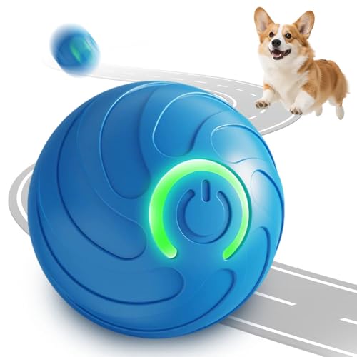 APODESS Interaktives Hundespielzeug,2025 Neu Interaktiver Hundeball Elektrisch Hundespielzeug Ball Intelligenz Ball Hund Springender Aktivierungsball mit LED für Hunde (Blau) von APODESS