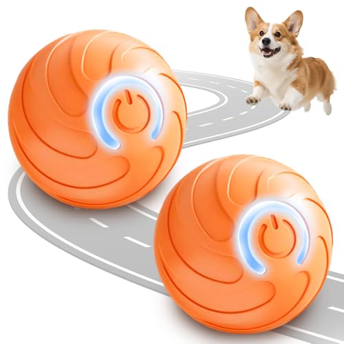 APODESS Interaktives Hundespielzeug,2025 Neu Interaktiver Hundeball Elektrisch Hundespielzeug Ball Intelligenz Ball Hund Springender Aktivierungsball mit LED für Hunde (Orange,2 Stück) von APODESS