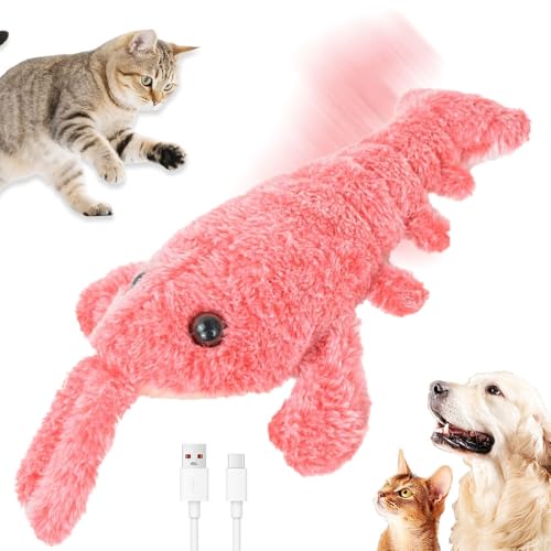 APODESS Interaktives Katzenspielzeug Elektrisch,2025 Neu Interaktiver Hummer Katzenspielzeug Selbstbeschäftigung,Interactive Cat Toy Plüsch Spielzeug für Katzen (Rosa) von APODESS