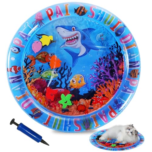 APODESS Katzen Spielmatte Wasser,Sensorische Wassermatte Katzen Kratzfest Wasserspielmatte Sommer Cool Aufblasbare Wassersensor Spielmatte,Interaktives Wassermatte für Katzen Hunde von APODESS