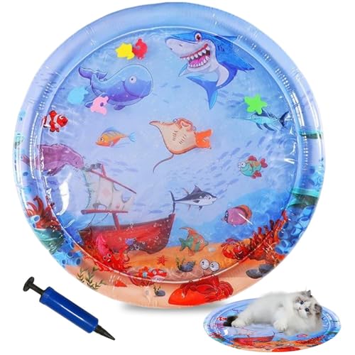 APODESS Katzen Spielmatte Wasser,Sensorische Wassermatte Katzen Kratzfest Wasserspielmatte Sommer Cool Aufblasbare Wassersensor Spielmatte,Interaktives Wassermatte für Katzen Hunde von APODESS