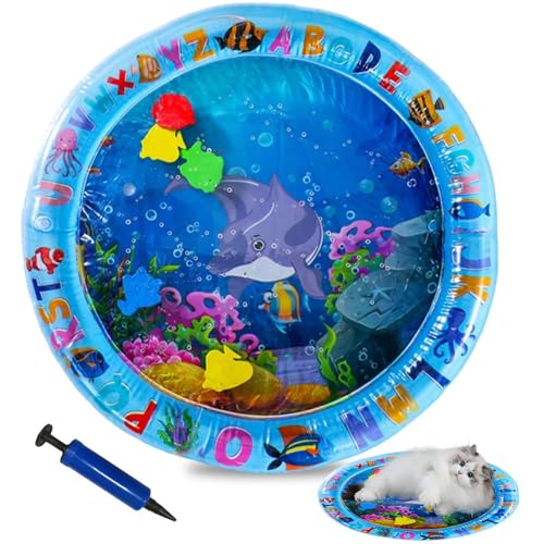APODESS Katzen Spielmatte Wasser,Sensorische Wassermatte Katzen Kratzfest Wasserspielmatte Sommer Cool Aufblasbare Wassersensor Spielmatte,Interaktives Wassermatte für Katzen Hunde von APODESS
