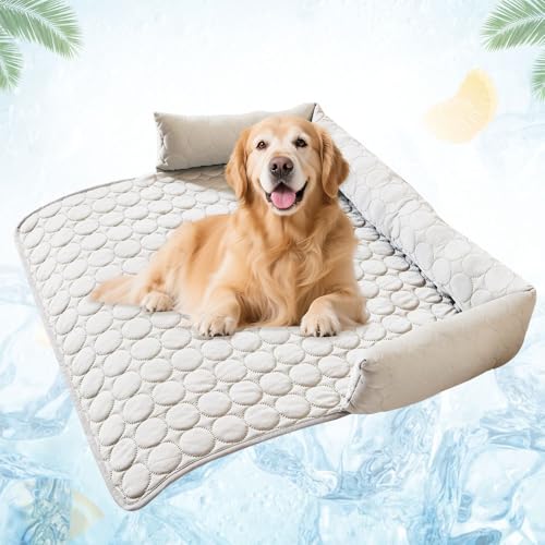 APODESS Kühlendes Sofabett, 2025 Neu Kühlendes Hundebett Kühlmatte Hund Kühlmatte für Hunde Selbstkühlende Matte Sommer Hundebetten für Sofa, Boden, Auto (Grau, 90 * 90cm) von APODESS