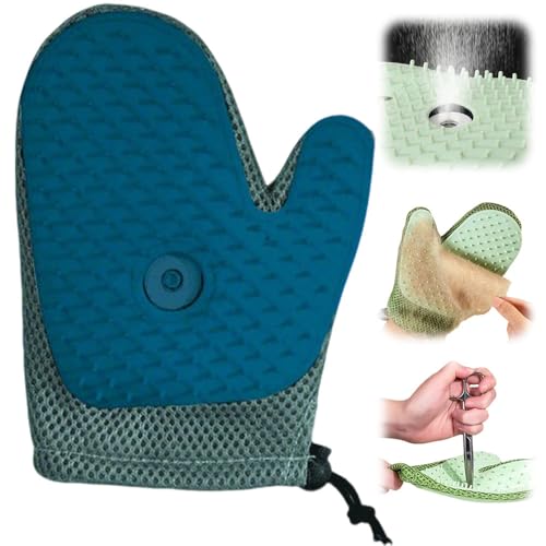 APODESS Tierhaarentferner Handschuh mit Dampf, 2025 Neu 3 in 1 Elektrische Pet Hair Remover Gloves,Tierhaarentferner Handschuhe für Fellpflege und Massage (Blau) von APODESS
