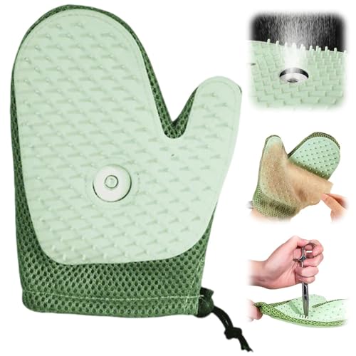 APODESS Tierhaarentferner Handschuh mit Dampf, 2025 Neu 3 in 1 Elektrische Pet Hair Remover Gloves,Tierhaarentferner Handschuhe für Fellpflege und Massage (Grün) von APODESS