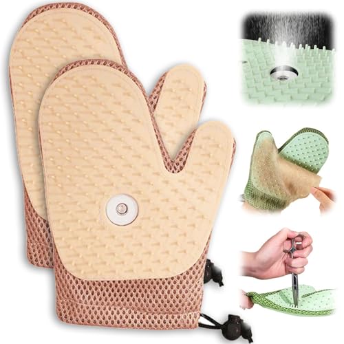 APODESS Tierhaarentferner Handschuh mit Dampf, 2025 Neu 3 in 1 Elektrische Pet Hair Remover Gloves,Tierhaarentferner Handschuhe für Fellpflege und Massage (Rosa,2Pcs) von APODESS