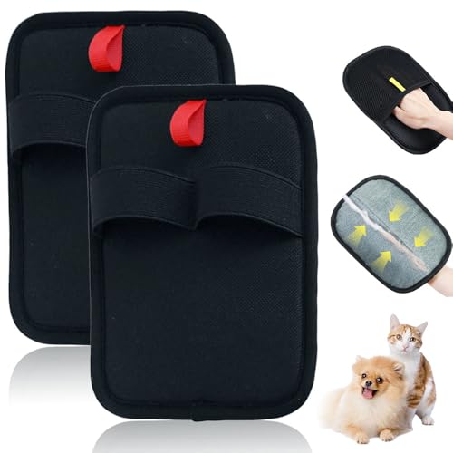APODESS Tierhaarentferner Handschuhe,2025 Neu Pet Hair Remover Gloves Fellmagnet Handschuhe Doppelseitig Wiederverwendbare Fellpflege Handschuhe für Kleidung,Sofa,Teppich (Schwarz,2Pcs) von APODESS