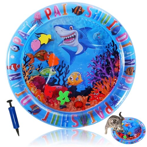 APODESS Wassermatte für Katzen,2025 Neu Sensorische Wassermatte Katze Kratzfest,Katzen Spiel und Kühl Wassermatte Interaktives Wasserspielmatte (#01, 65 * 65CM) von APODESS