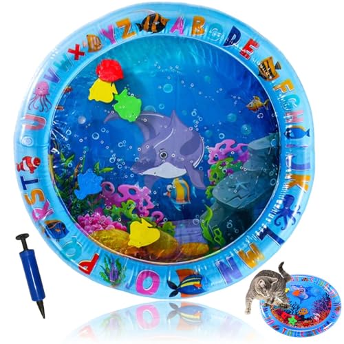 APODESS Wassermatte für Katzen,2025 Neu Sensorische Wassermatte Katze Kratzfest,Katzen Spiel und Kühl Wassermatte Interaktives Wasserspielmatte (#02, 65 * 65CM) von APODESS