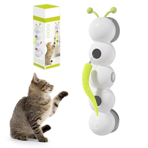 APODESS Wusel Wurm Katzenspielzeug,Interaktives Katzenspielzeug Katzen Spielzeug Selbstbeschäftigung, Interaktiver Wurmreiz mit Saugnapf für Katzen, Wand & Fenster Montiert Katzen Spielzeug von APODESS