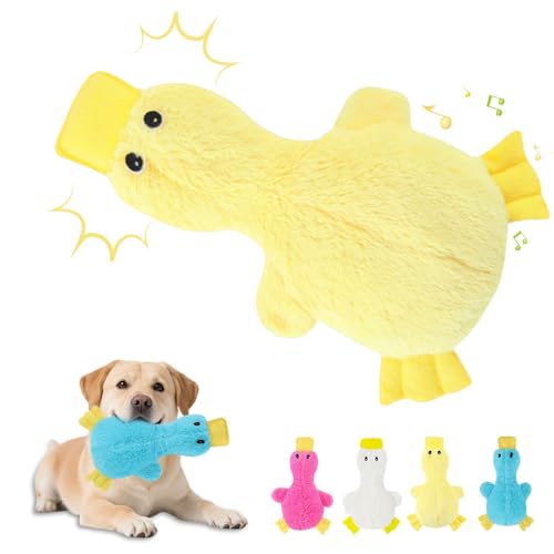 Anti Stress Ente für Hund,2025 Neu Anti Stress Ente Hundespielzeug Quietschspielzeug Hund Kuscheltier Interaktives Hundespielzeug Unzerstörbar für Kleine, Mittlere, Große Hunde (03 Gelb) von APODESS