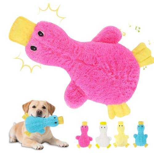 Anti Stress Ente für Hund,2025 Neu Anti Stress Ente Hundespielzeug Quietschspielzeug Hund Kuscheltier Interaktives Hundespielzeug Unzerstörbar für Kleine, Mittlere, Große Hunde (04 Rosa) von APODESS
