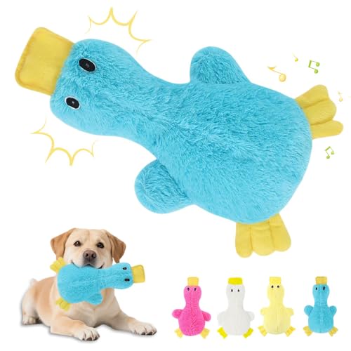 Anti Stress Ente für Hund,2025 Neu Anti Stress Ente Hundespielzeug Quietschspielzeug Hund Kuscheltier Interaktives Hundespielzeug Unzerstörbar für Kleine, Mittlere, Große Hunde (05 Blau) von APODESS